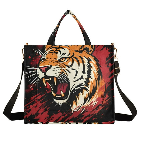 Tiger Blood Corduroy Tote Bag Handbag Large Messenger Bag Shoulder Crossbody Zipper Bag Purse
