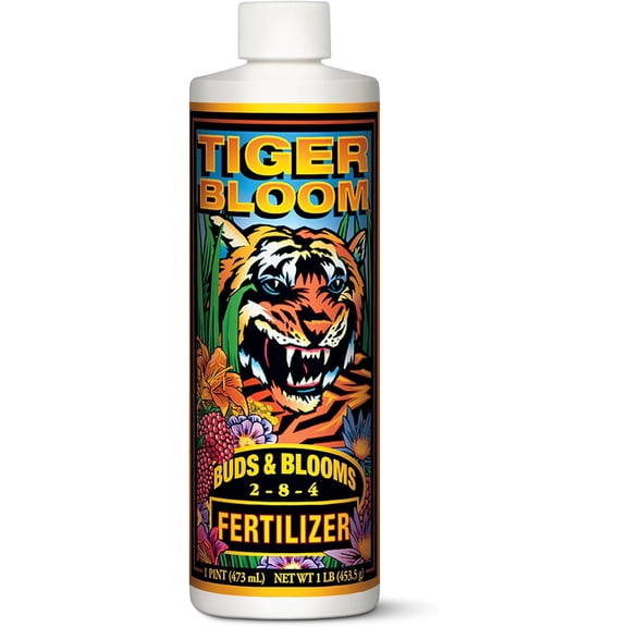 Tiger Bloom Liquid Plant Food - Phosphorus Fertilizer for Buds, Blooms & Flowering - Supports Soil & Hydroponic Systems - High Micronutrient Formula with 2-8-4 Nutrient Ratio - 1 Quart
