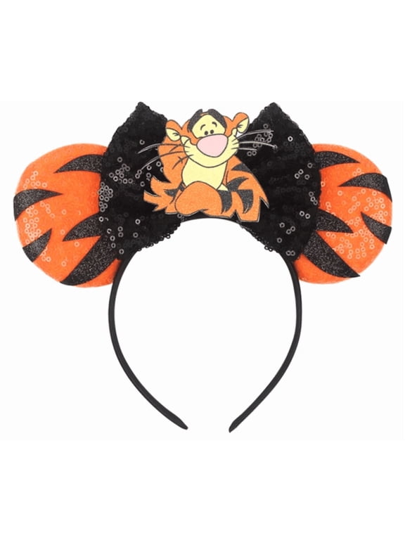 Tiger Bow Sequin Mickey Minnie Ears Headband / Minnie Inspired Princess Ears / Minnie Headband