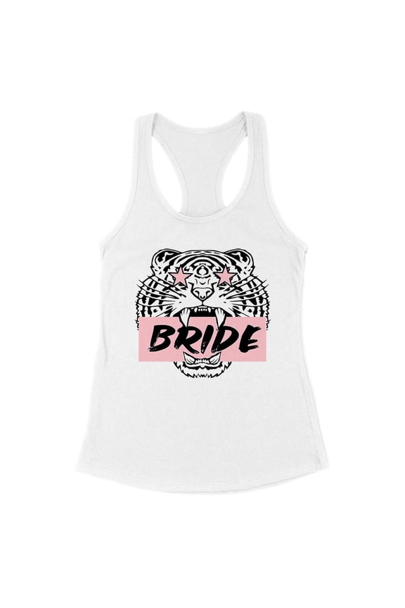 Tiger Bride Tank Top Fitted Racerback Women's 2X-Large White