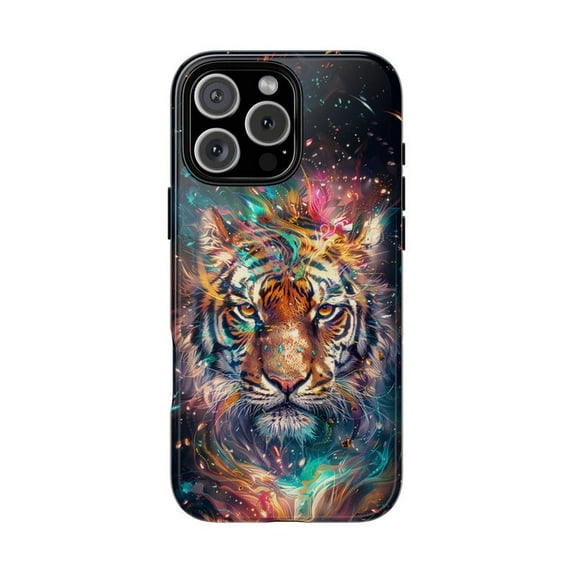 Tiger Burst Nebula Colorful Spectrum Abstract Artwork Phone Case with iPhone 11 to 17 Pro Max