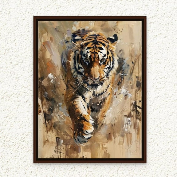 Tiger Canvas Painting Print Portrait Wild Animal in Jungle Wall Dcor for Home Living Room Bedroom Home Dcor Gifting 12x16 inch Unframed