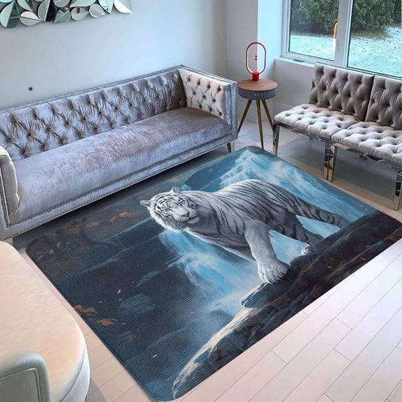 Tiger Carpet Rug Rectangle Area Rug, Area Rug for Living Room & Bedroom, Low‑pile, Non‑slip Backing, Modern Minimalist Style, Noise‑reducing & Floor‑protecting
