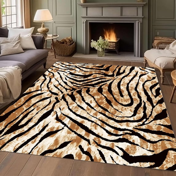 Tiger Carpet Tiger Spot Print For Living Room Dining Room Kitchen Dormitory Office Farmhouse Area Rugs Anti-Slip Floor Rugs Soft Fluffy Indoor Outdoor Rugs 1x2ft