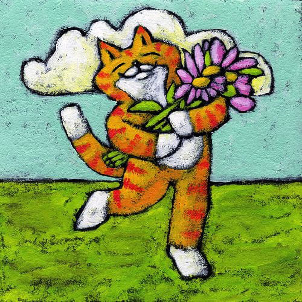 "Tiger Cat Flower Dance" Painting Print on Wrapped Canvas