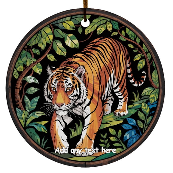Tiger Ceramic Ornament Custom Text Ornament for Boy or Girl Who Loves Tiger, Christmas 2025 Keepsake, Best Gifts for Pet Lovers