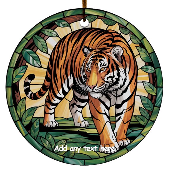 Tiger Ceramic Ornament  Custom Text Ornament for Boy or Girl Who Loves Tiger, Christmas 2025 Keepsake, Best Gifts for Pet Lovers