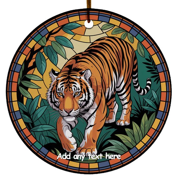 Tiger Ceramic Ornament Custom Text Ornament for Boy or Girl Who Loves Tiger, Christmas 2025 Keepsake, Best Gifts for Pet Lovers