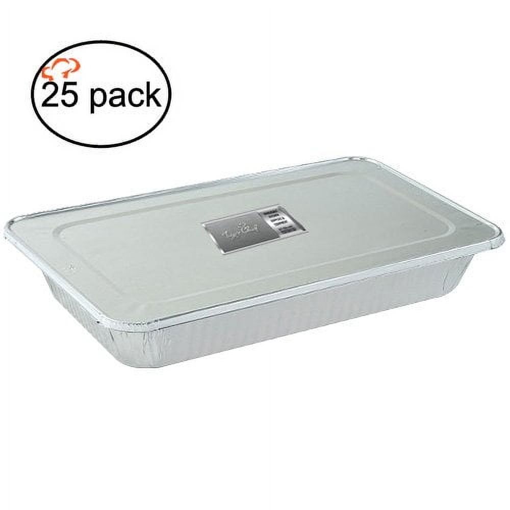 Tiger Chef 25-Pack Durable Aluminum Foil Steam Table Pans Full Size with Lids, Disposable 21 x 13 inches
