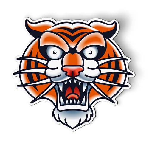 Tiger Classic Tattoo Style - 5" Magnet for Car Locker Refrigerator