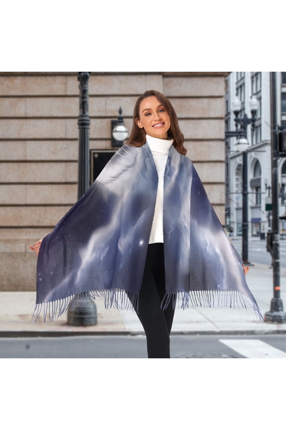 Tiger Clouds and Moon White Winter Scarf for Women Fashion Warm Long Soft Blanket Scarves Gifts