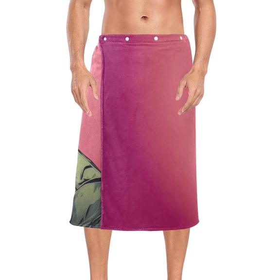 Tiger Coat Bath Towel Wrap for Man Adjustable Shower Wrap Button Closure Body Towel for Sauna Gym