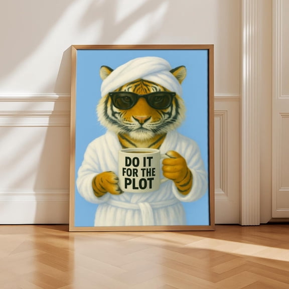 Tiger Coffee Art Print Animal Poster, Trendy Dorm Decor, Unframed Poster Size 16x24 F03.1.22l1333