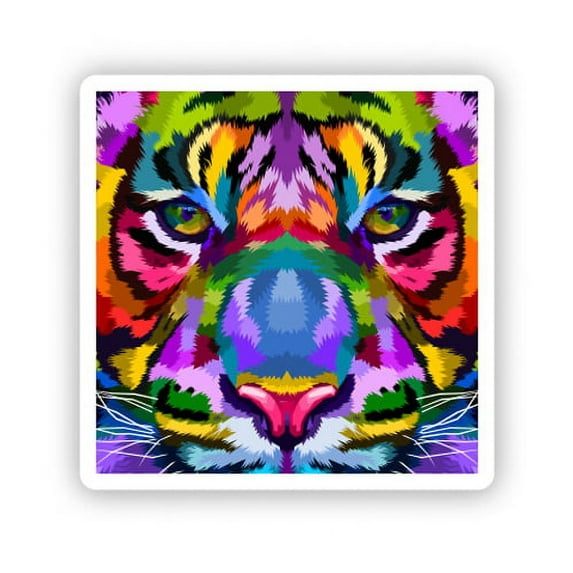 Tiger Colorful - 8" Vinyl Sticker - For Car Laptop I-Pad - Waterproof Decal