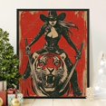 Tiger Cowgirl Riding With Katanas Dark Warrior Pulp Animal Poster ...