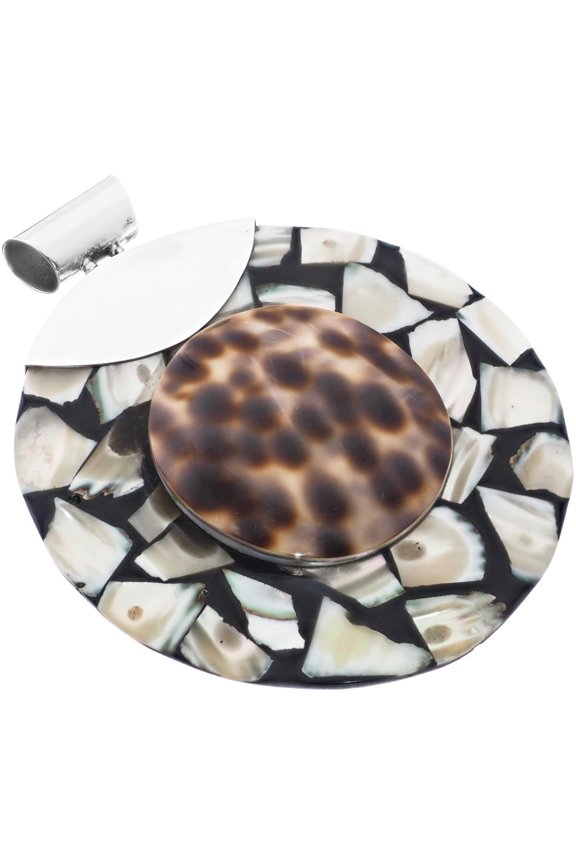 Tiger Cowry And Cone Shell 925 Sterling Silver Pendant, 2 3/4"