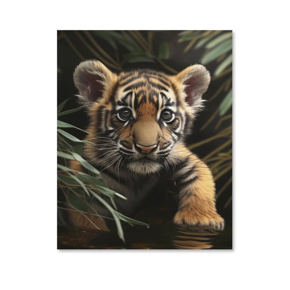 Tiger Cub Poster Canvas- Perfect for Wall Artrations, Dining Room Decor, Bedroom Art, Wall Decor Living Room, Wall Art, Frameless 8x10inch