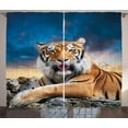 thumbnail image 1 of Ambesonne Tiger Curtains 2 Panel Set, Calm Wild Animal Sunset, 108" x 90", Multicolor, 1 of 3
