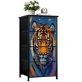 thumbnail image 1 of Tiger Dresser for Bedroom with 4 Storage Drawers Tiger Starry Night Animal Abstract Wildlife Tigers Painting Tiger Dressers Chest of Drawers Steel Framed Fabric Closet Organizers for Toy Book Basket, 1 of 7