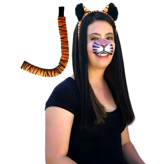 Tiger Ears, Tail, Nose Costume Kit Accessories Set Adults Kids Ages 14+