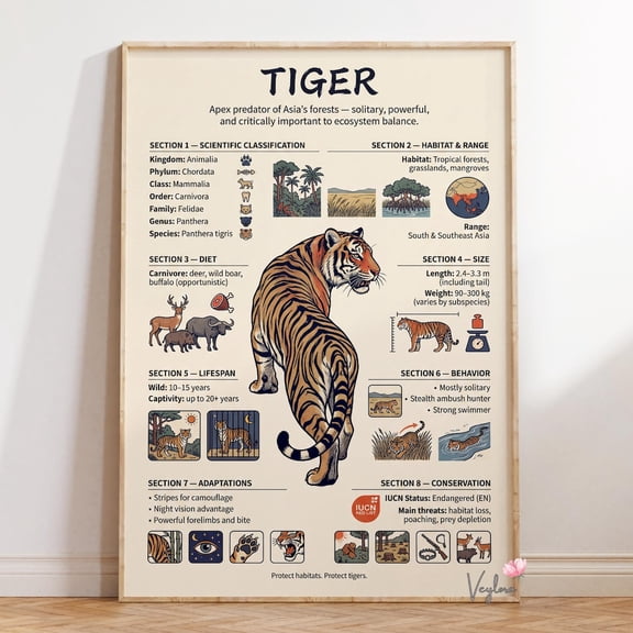 Tiger Educational Wildlife Wall Decor