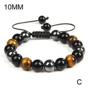 SHAPERME Tiger Eye Black Obsidian Magnetic Hematite Bracelet for Men and Women Triple Protection Adjustable Bracelet Feng Shui Good Luck Stone Beads Jewelry W6Q9