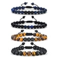 thumbnail image 1 of Turandoss 8mm Beaded Tigers Eye Bracelets Set for Men Boys Natural Lava Rock Stone Chakra Essential Oil Cool Jewelry Birthday Stress Relief Gifts for Men Teen Boys, 1 of 8
