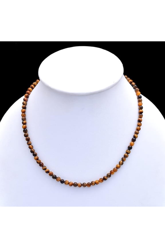 Tiger Eye Choker, Stone Beaded Necklace Yellow Crystal Choker, Yellow Tiger's Eye Choker, Birthstone Necklace Dainty Jewelry Gift for her
