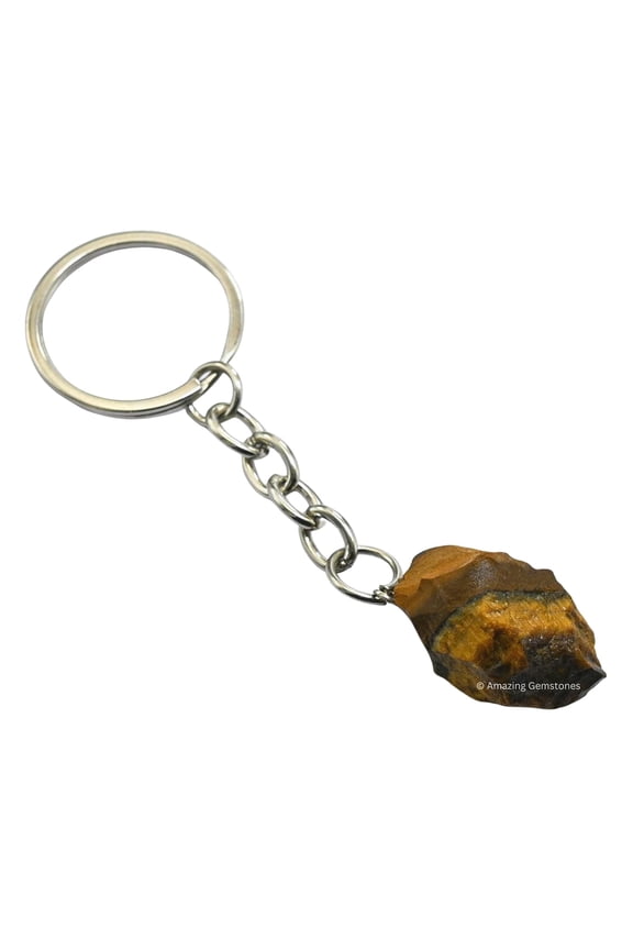 Tiger Eye Crystal Car Key Holder, Raw Crystal Keychain