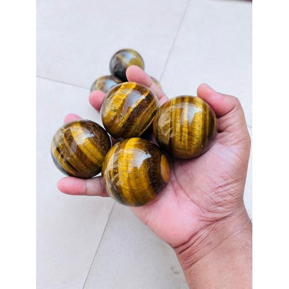 Tiger Eye Crystal Sphere - Gem Ball - Crystal Sphere - Carved Crystal Ball - Meditation Balls - - Home Office Desk Decor 50-55MM (Tiger Eye 1 Sphere)