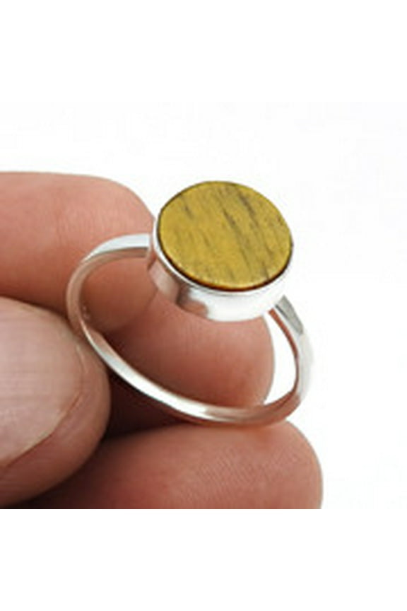 Tiger Eye Gemstone 925 Sterling Silver Mother Band Artisan Promise Ring Jewelry
