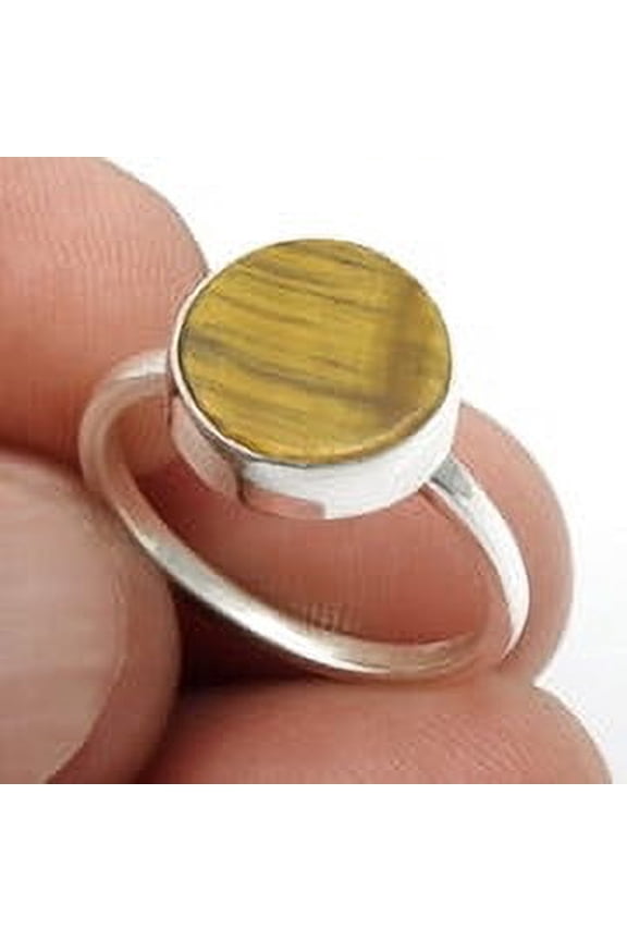 Tiger Eye Gemstone Statement Cocktail Ring Jewelry Size 7 925 Sterling Silver