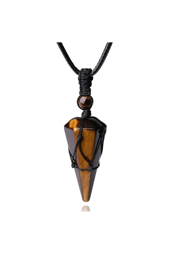 Tiger Eye Hexagonal Handmade Necklace Lucky Energy Natural Jewelry for Men Women