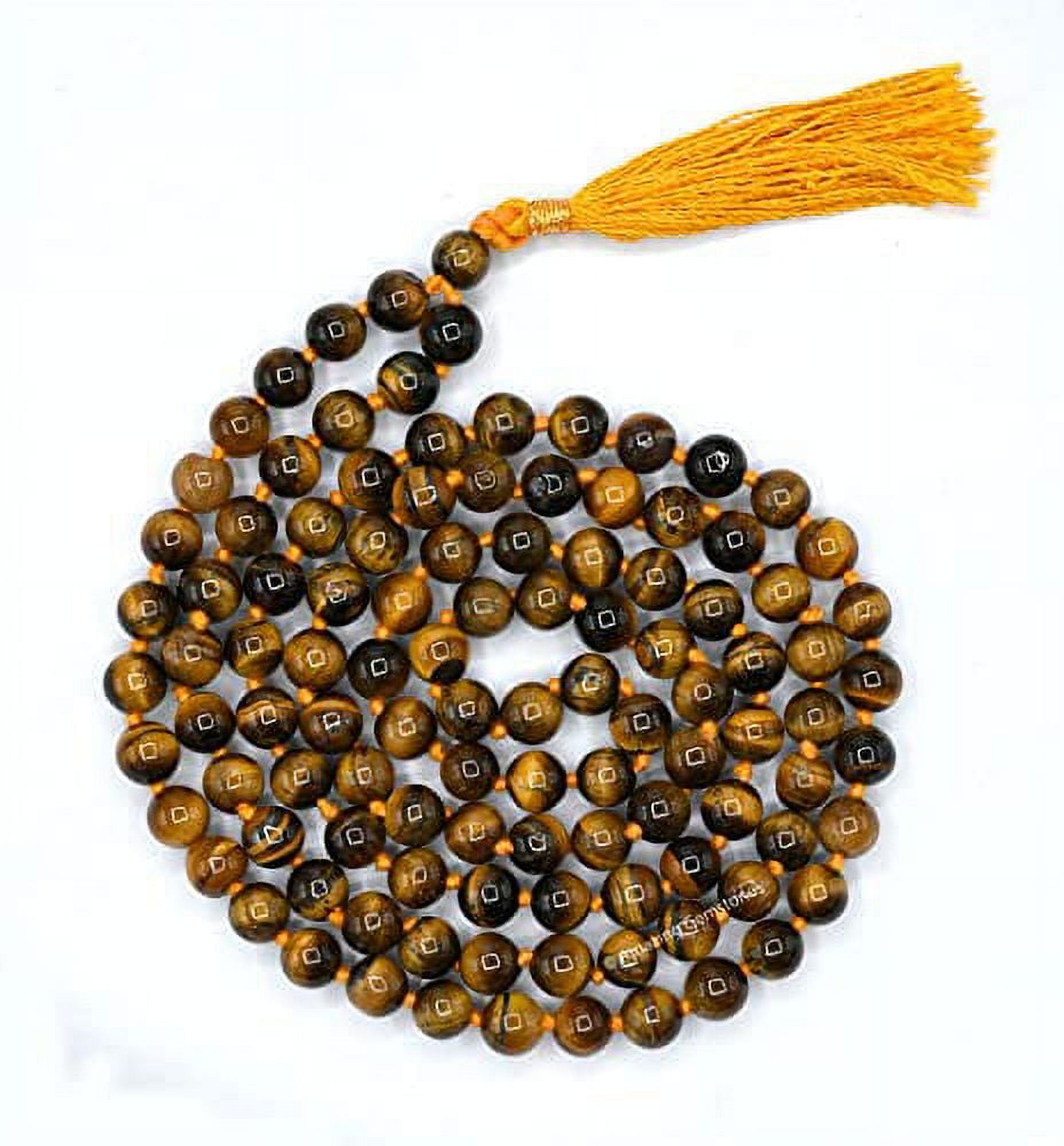 Handmade Tiger's Eye & Sphatik Quartz Yoga Prayer Mala Crystal Bead Necklace main image 0