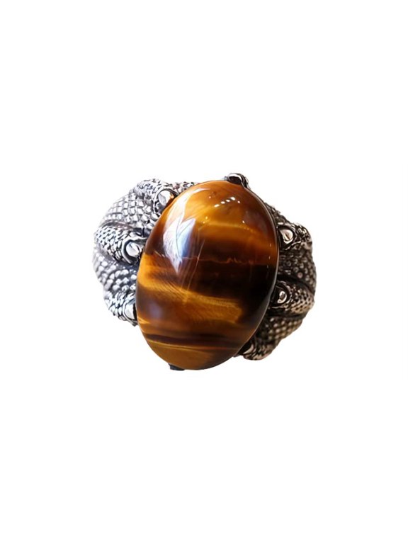 Tiger Eye Mans Ring, Natural Tiger Eye Ring, Eagle Claw Ring, Silver Jewelry, 925 Silver Ring, Birthday Gift, Heavy Mens Ring, Arabic Design, Ottoman Style Ring, Christmas, Turkey Mens Signet Ring
