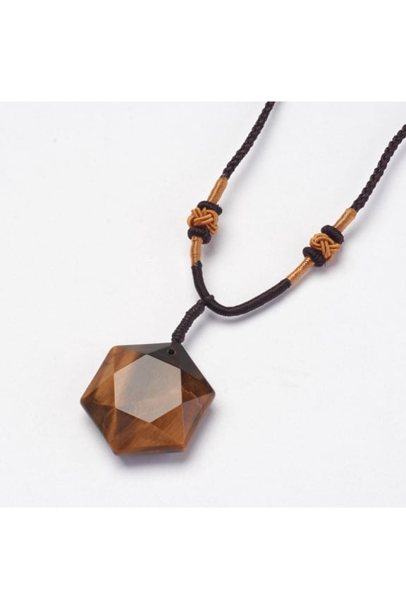 Tiger Eye Natural Tiger Eye Pendant Necklace 12.6 inch Nylon Cord 304 Stainless Steel Pendant 29x25x10mm Heart Shape Clear for Men and Women