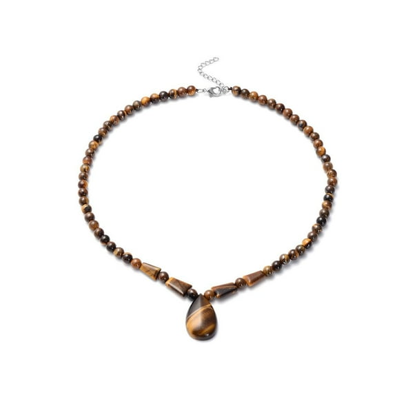 Tigers Eye Beaded Necklaces for Women - Tiger Eye Necklace Pendant Choker Gemstone Birthstone Necklaces for Women - Beach Boho Jewelry - Size 20" Birthday Christmas Gifts for Her
