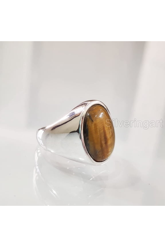 Tiger Eye Ring, Natural Tiger's Eye, June Birthstone Tiger Ring, Silver Jewelry, 925 Silver Ring, Birthday Gift, Heavy Mens Ring, Healing Gemstone, Mans Designer Ring, Christmas, Mens Signet Ring