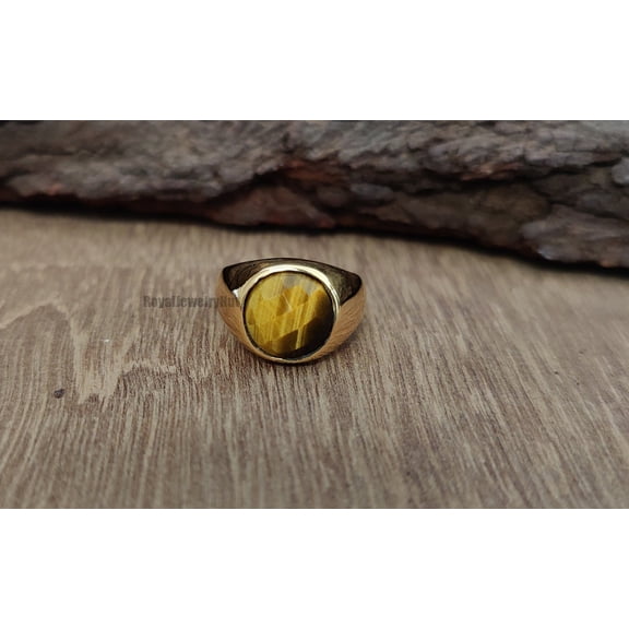 Tiger Eye Ring, Solid 925 Sterling Silver Ring, Men's Signet Ring, Tiger Eye Men Ring, Handmade Ring, Gemstone Ring, Statement Men Ring