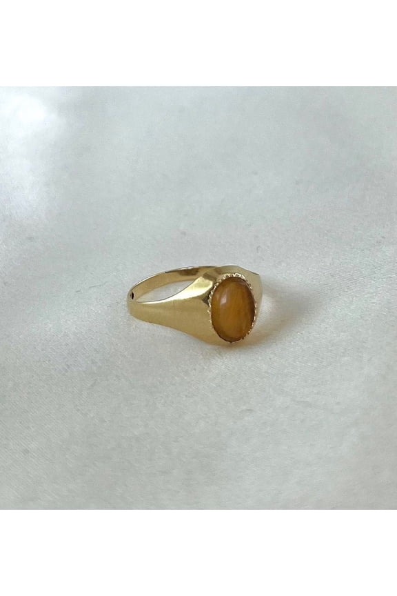 Tiger Eye Ring, Tigers Eye Signet Ring, Gold Filled Ring, Gold Statement Ring, Gemstone Ring, Adjustable Ring, Gift for Her& Him