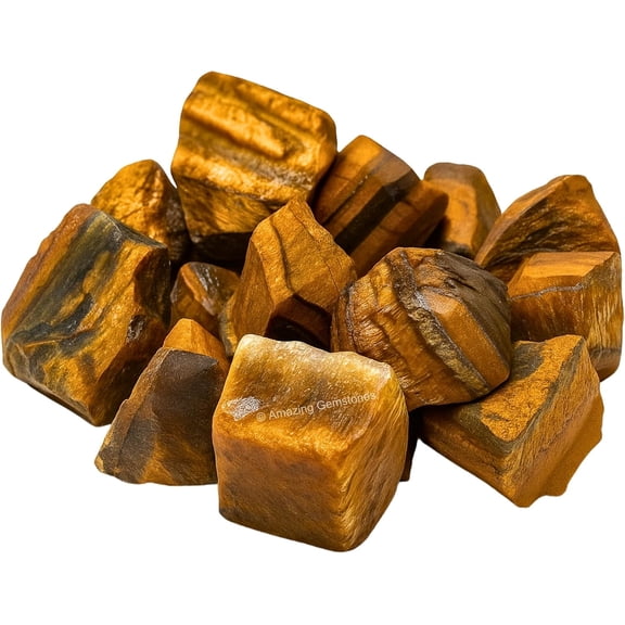 Tiger Eye Rough Stones Natural Raw Crystals for Tumbling (5 Pieces)