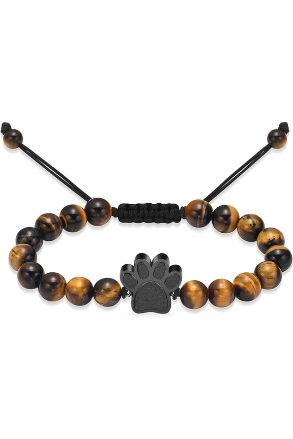 Tiger Eye Stone Urn Bracelet for Ashes for Women Men Cremation Jewelry Adjustable Urn Bangle Keepsake Memorial Bracelet for Pet