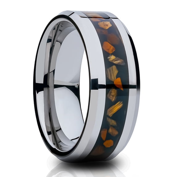 Tiger Eye Tungsten Ring,Tiger Eye Inlay,Silver Tungsten Ring,Anniversary Ring,Engagement Ring,8mm Wedding Ring