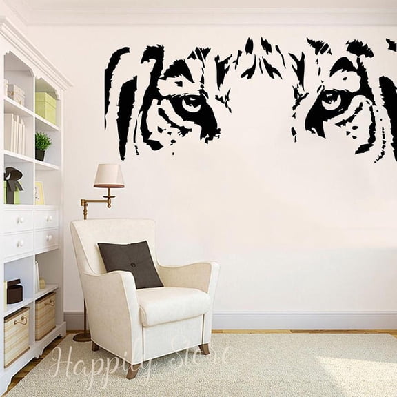 Tiger Eye Wall Decal Tiger Face Wall Art Animals Vinyl Stickers Home Decor Living Room Bedroom Nursery Wild Cat Murals 139x56cm