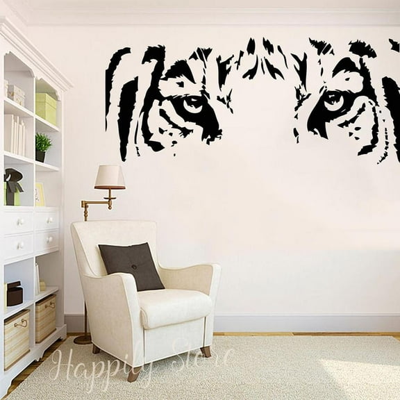 Tiger Eye Wall Decal Tiger Face Wall Art Animals Vinyl Stickers Home Decor Living Room Bedroom Nursery Wild Cat Murals 57x23cm