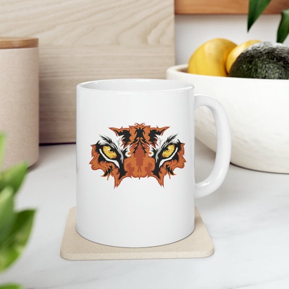 Tiger Eyes 11 oz Coffee Mug - Cool Animal Design White Ceramic Gift