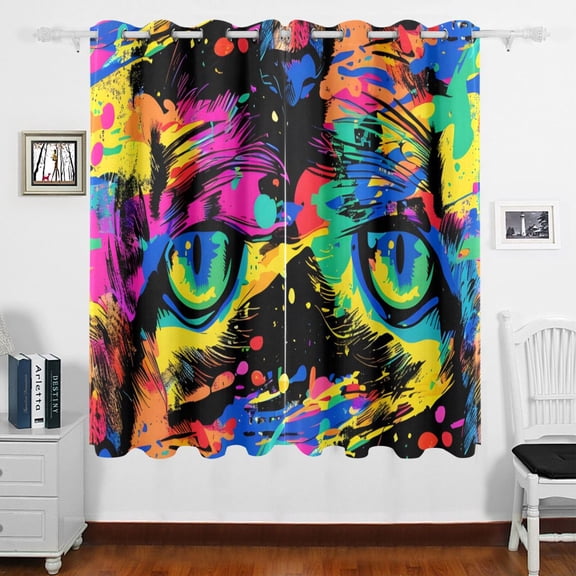 Tiger Eyes Curtains Black Out 63 Inch Length Curtains for Sliding Glass Doors Bedroom Living Room 2 Panels Set