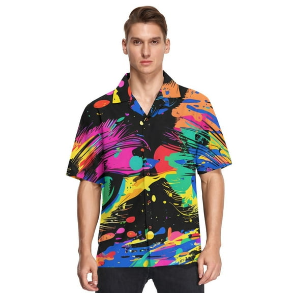 Tiger Eyes Men's Hawaiian Wrinkle Free Button Down Short Sleeve Shirt Casual Shirts Beach Shirts