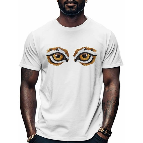 Tiger Eyes Men's T Shirts T-Shirt for Men Crew Neck Tees Cotton Tops, White, M