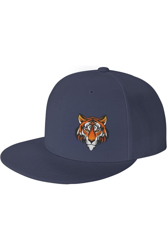 Tiger Face Flat Bill Hats Teens Cool Snapback Baseball Cap Unisex